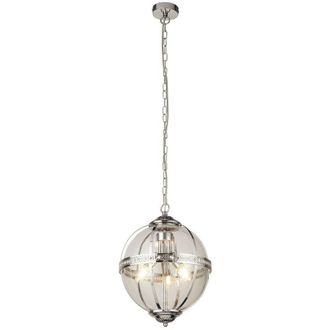 Searchlight Searchlight Coronet 3 Light Pendant Chrome, Glass