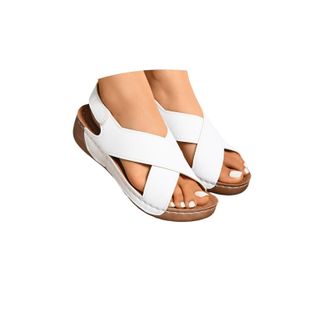 Generic Ladies Wide Fit Sandals,Orthopedic Sandals for Women Uk,Ladies Open Toe Wedge Heel Flat Thick Soled Shoes,Wide Fit Slipper Casual Summer Arch Support 