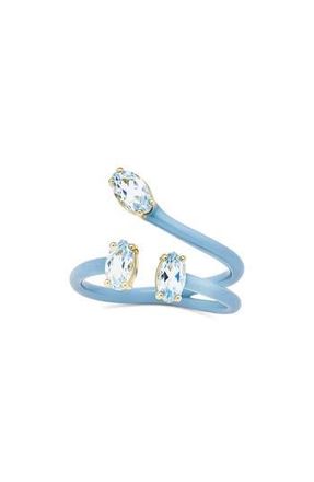 House of Frosted Faux Stack Enamel & White Topaz Ring in Light Blue Enamel/White Topaz at Nordstrom Rack, Size 7