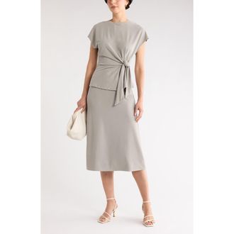 Nordstrom Rack Short Sleeve Tie Detail Top in Green Chaparral at Nordstrom Rack, Size X-Small