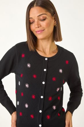 Roman Embroidered Daisy Knit Cardigan