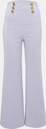 Elisabetta Franchi Lavender Crepe Button Detail Flared Trousers
