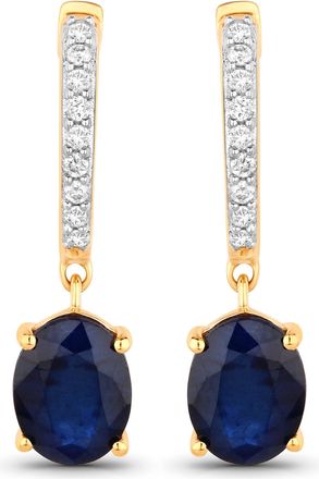 Diana M. Jewels Blue Sapphire Oval 8x6mm - 2Pcs + White Diamond F/C Round 1.30mm( I1-I2/I color ) - 18Pcs ( White Pen Rhodium ) ( Hoop Inner Diameter: 10.50mm ) ( Hoo