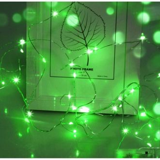 OEM Guirnalda De Luces Led, 1 M, 10 Cables, Microluces, Decoraci&oacute;n Navide&ntilde;a, Pilas De Bot&oacute;n Cr2032, Para Fiestas, Jard&iacute;n, Navidad, Halloween, Bodas (verde