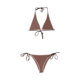 MC2 Saint Barth Bikinis, female, Brown, Size: M/L Marielle WS Smocked Bikini