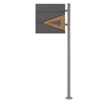 ML Design Ecd Germany Buz&oacute;n De Pie Con Compartimento Para Peri&oacute;dicos Con Soporte Plateado 120 Cm, Estilo Moderno, Con Tri&aacute;ngulo De Madera, De Acero Inoxidable R