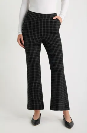 Hue Windowpane Kick Flare Pants in Black/grey at Nordstrom, Size X-Large