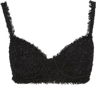 Balenciaga Cropped Tweed Tanktop - Dames - BHs - Zwart - XS - Tweed - Ondergoed