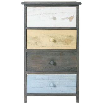 Mobili Rebecca Mobili Rebecca - Rebecca Mobili Mesita de Noche Comoda 4 Cajones Madera Gris 72x40x29