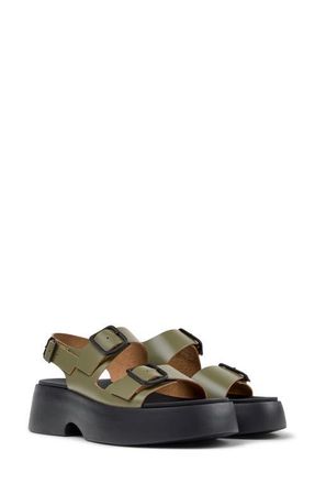 Camper Tasha Platform Sandal in Medium Green at Nordstrom, Size 39