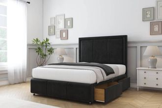 Comfort Beds Savoy Plush Divan Base 2 Drawers - 26 Headboard-Footboard in Black | Size: Double