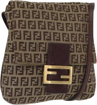 Fendi Pre-owned Cross Body Bags, female, Brown, Size: ONE SIZE Pre-owned Canvas Cross Body Bag