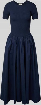 Staud Midikleid in Ripp-Optik Modell LAROQUETTE in Dunkelblau, Größe XS