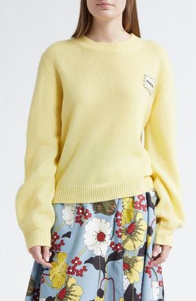 Marni Mending Logo Cashmere Sweater in Vanilla at Nordstrom, Size 10 Us