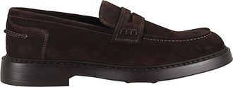 Doucal's Mink Adler Penny Moccasin Toe Suede Loafers