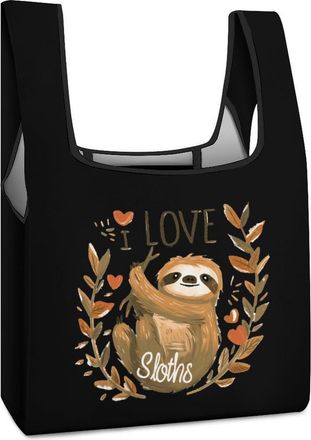 Generic I LOVE Sloths Shopping Bag Reusable Grocery Tote Bag Foldable Handbag for Travel Picnic