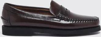 Sebago Brushed Leather Penny Loafers with Saddle Strap and Raised Apron Toe