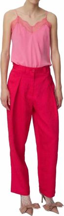 Stella Nova Cropped Crinkle Pants In Wild Cherry