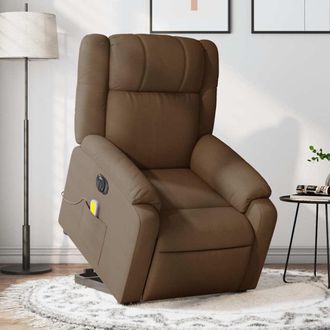 vidaXL Vidaxl - Sill&oacute;n De Masaje El&eacute;ctrico Reclinable Elevable Tela Marr&oacute;n