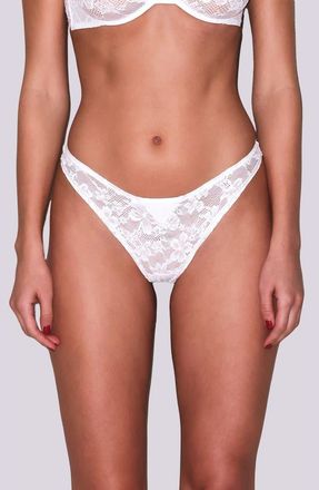 Fleur du Mal Le Stretch Lace Thong in Ivory at Nordstrom, Size X-Small