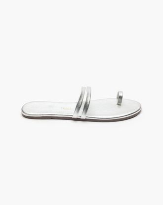 Tkees Leah Sandals Womens Silver Metallic Leather Toe Post Slip On Hawk3356