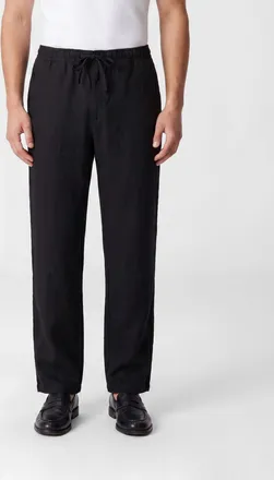 120% Lino Pantaloni straight in lino con vita elasticizzata e coulisse