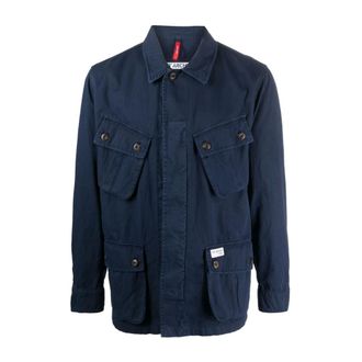 Fay Light Jackets, male, Blue, Size: M Navy Blue Cargo Pocket Jacket
