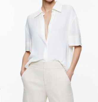 Alice & Olivia Brady Oversized Button Down Shirt In Off White