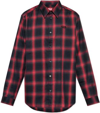 Diesel Overhemden, Heren, Rood, XL, Katoen, S-Simply-Check-Hgbt Shirt