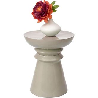 Relaxdays Relaxdays Side Table & Stool, Cone Design, Living Room Decor, H x D: 45 x 38 cm, Metal, Beige