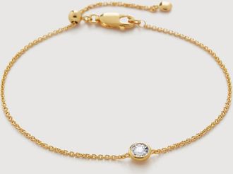 Monica Vinader Gold Solitaire Diamond Chain Bracelet Lab Grown Diamond