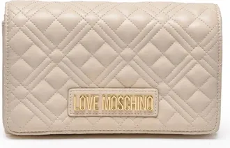 Love Moschino White Quilted Clip Closure Polyurethane Shoulder Bag