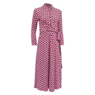 Diane Von F&uuml;rstenberg Diane Von Furstenberg Sana Geometric-Print Midi Dress in Multicolor Viscose