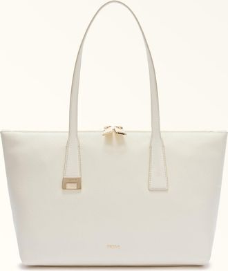 Furla Olivia Tote M Panna White Grained Calf Leather Woman