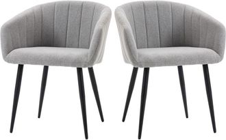 HOMCOM Set 2 Sedie Moderne Imbottite con Rivestimento Effetto Lino Grigio Chiaro - Homcom