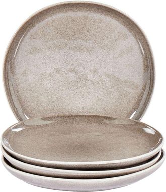 Beliani Beliani - Conjunto De 4 Platos De Postre De Gres Caol&iacute;n Artesanal Acabado Esmalte Reactivo Gris Costmary