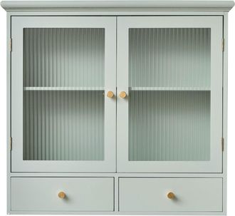 Melody Maison Duck Egg Blue Reeded Glass Wall Cabinet With Drawers