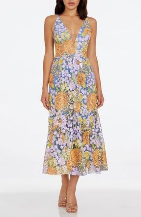 Dress The Population Sierra Floral Sequin Cocktail Dress in Lavender Multi at Nordstrom Rack, Size X-Small
