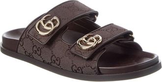 Gucci Double Gg Supreme Canvas & Leather Sandal
