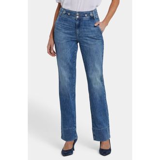 NYDJ Bailey Tab Waist Relaxed Straight Leg Jeans in Washed Crystal at Nordstrom, Size 2