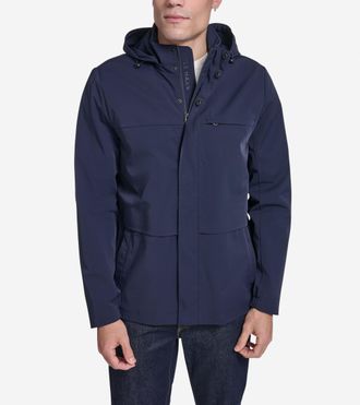 Cole Haan Mens Rain Parka - Blue Size Medium