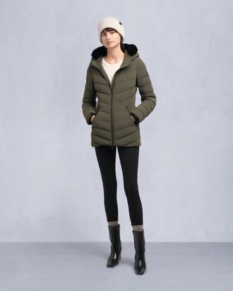 Moose Knuckles Womens Roselawn Shearling Trim Jacket