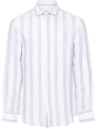 Brunello Cucinelli striped linen shirt - White
