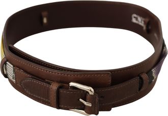 Costume National Womens Brown Leather Silver Buckle Belt