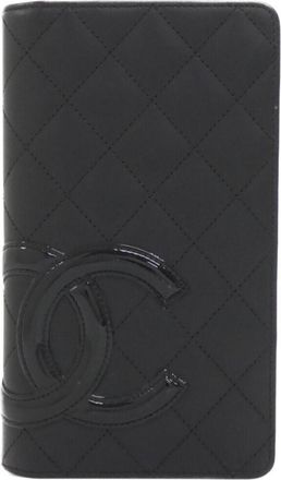 Chanel Black Pink Leather Long Wallet (Bi-Fold) (Pre-Owned)