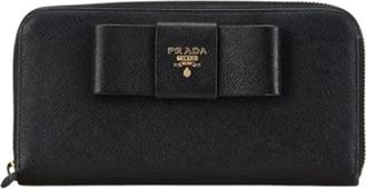 Prada Pre-owned Lange portemonnee (bi-fold) - Dames - Vintage Accessoires - Zwart - ONE Size - Leer - Vintage