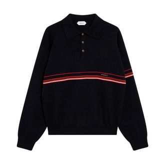 Versace Inlaid Striped Polo - male - Versace - Sweatshirts - Blue - M - Sweatshirts & Hoodies