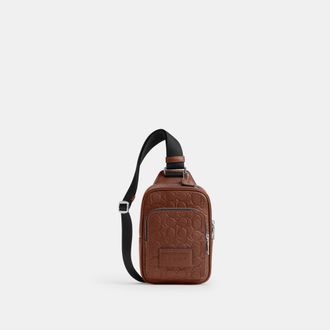 Coach Mens Racer Sling Pack In Signature Leather - Dark Brown - One Size