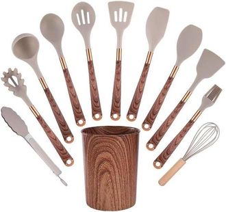 OEM Un Juego De Utensilios De Cocina De Silicona De Primera Calidad Compuesto Por 12 Piezas, Con Un Elegante Organizador De Encimera