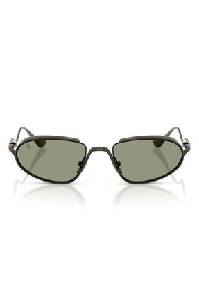 Ferrari 53mm Oval Sunglasses in Gunmetal /Green at Nordstrom